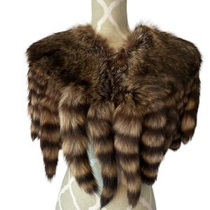 Vintage Canadian Racoon Tail Fur Stole - One Size